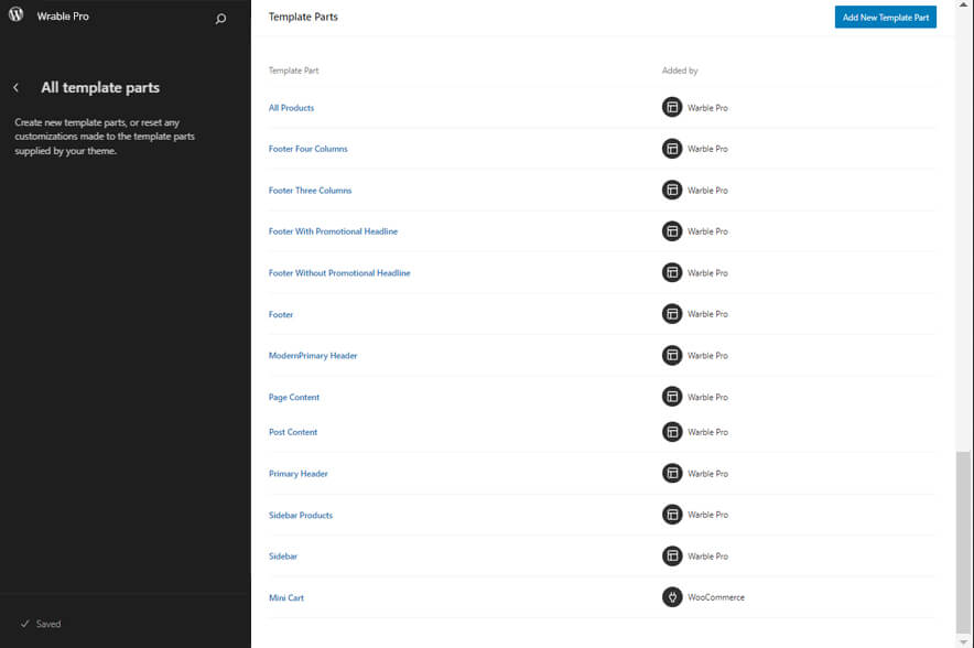 Warble Pro - Music WordPress eCommerce Block Theme Template Parts