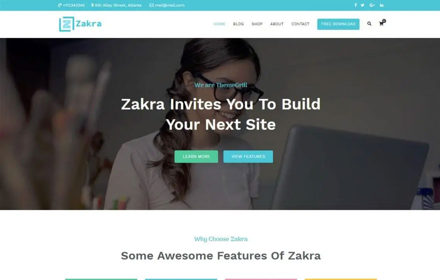 Zakra -40+ Best Free Business WordPress Themes for 2020