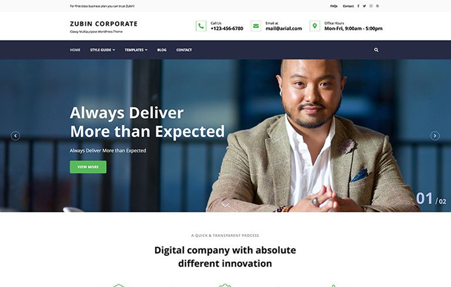 Zubin -40+ Best Free Business WordPress Themes for 2020